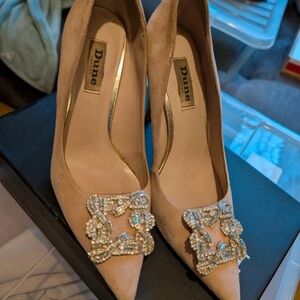 Dune London Beige Embellished Heels